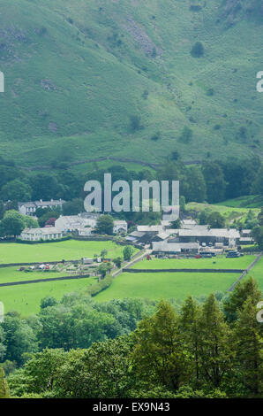 Rosthwaite Dorf, Borrowdale, Nationalpark Lake District, Cumbria, England, UK im Sommer Stockfoto