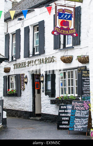 Die drei Sardinen-Kneipe in Polperro, Cornwall. Stockfoto