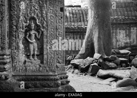 Asien, Kambodscha, Siem Reap, SteinCarvings "Apsara", einen weiblichen Geist der die Wolken und das Wasser in der hinduistischen und buddhistischen Mythologie Stockfoto