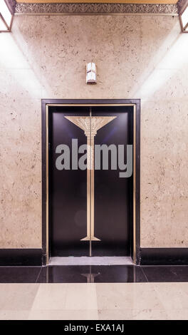 Lift-Tür, das Chicago Board Of Trade Building, Chicago, IL, USA Stockfoto