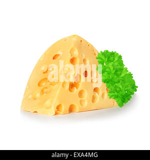 Käse auf einem weißen Hintergrund isoliert Stockfoto