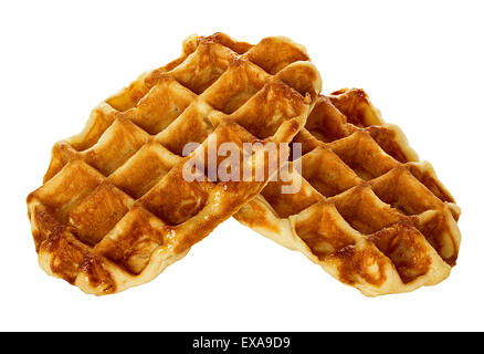 Lütticher Waffeln, Gebäck, isoliert auf weiss Stockfoto