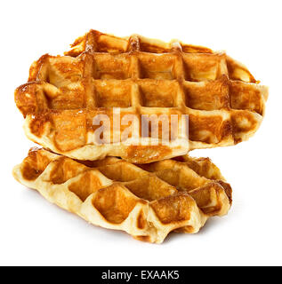 Lütticher Waffeln, Gebäck, isoliert auf weiss Stockfoto