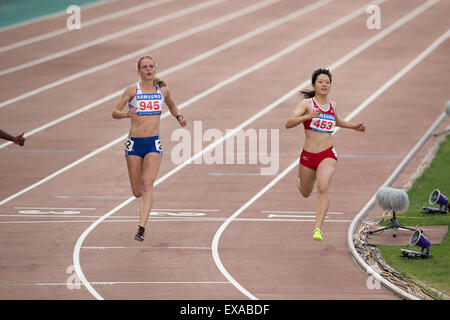 Gwangju, Südkorea. 9. Juli 2015. Anna Doi, Leichtathletik (JPN): Der 28. Sommer Universiade 2015 Gwangju Frauen 100m Finale in Gwangju Universiade wichtigsten Studium in Gwangju, Südkorea. © Takashi OKUI/AFLO/Alamy Live-Nachrichten Stockfoto