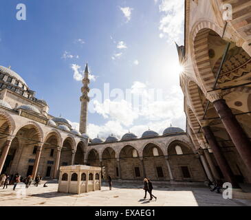 Außenseite der Süleymaniye-Moschee, UNESCO-Weltkulturerbe, Istanbul, Türkei, Europa Stockfoto