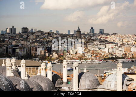 Blick auf die Skyline der Stadt von Süleymaniye-Moschee, Istanbul, Türkei, Europa Stockfoto