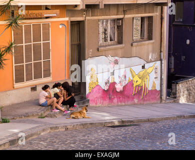 Wunderbare Graffiti, UNESCO-Weltkulturerbe, Valparaiso, Chile, Südamerika Stockfoto