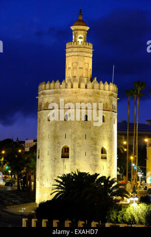 Torre del Oro (Goldener Turm), Museo Naval, Sevilla, Andalusien, Spanien, Europa Stockfoto