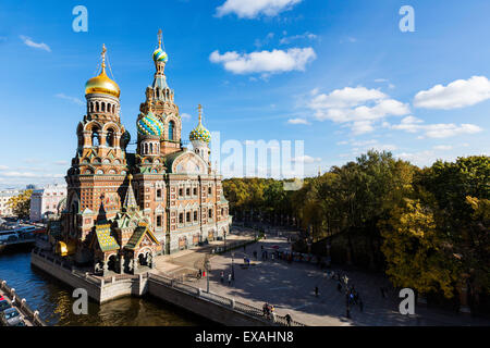 Kuppeln der Kirche des Retters auf Blut, UNESCO-Weltkulturerbe, St. Petersburg, Russland, Europa Stockfoto