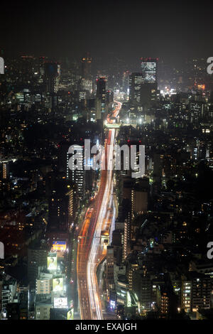 Nachtansicht von Tokio aus Tokyo City View Observation Deck, Roppongi Hills, Tokio, Japan, Asien Stockfoto