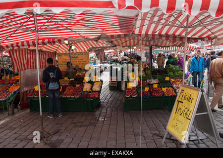 Marktstände Hauptmarkt Nürnberg Stockfoto