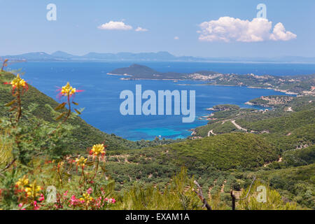 Griechenland-Epirus, Panoramablick. Panoramablick von Syvota in Thesprotia, Stockfoto