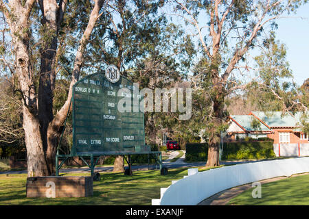 Cricket-Anzeiger im Donald Bradman Museum in Bowral, new South Wales, Australien Stockfoto