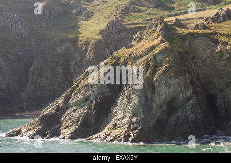 Felsigen Klippen und Küste, East Prawle, Gammon Kopf, Devon, Westküste, UK Stockfoto