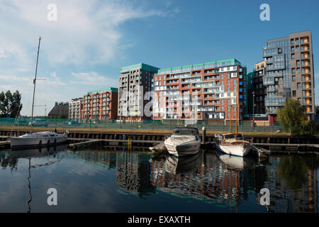 Neu gebaute Afforable Häuser (2015) Stoke Quay, Ipswich, Suffolk, UK. Stockfoto