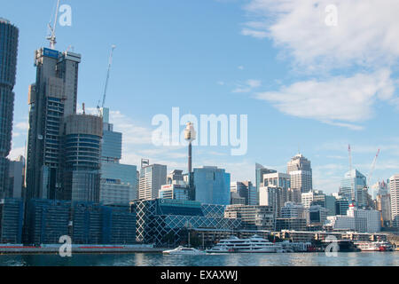 Blick auf Sydney Stadtzentrum einschließlich Entwicklung in Barangaroo, Sydney, Australien Stockfoto