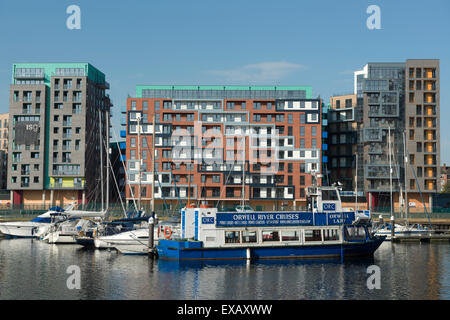 Neu gebaute (2015) bezahlbaren Wohnungen, Stoke Qauy, Ipswich, Suffolk, UK. Stockfoto