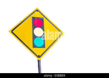 Ampel gelb, Hintergrund, blau, Auto, Wechsel, Check, Stadt, Wolke, Farbe, bunt, Konzept, Kontrolle, Controler Stockfoto