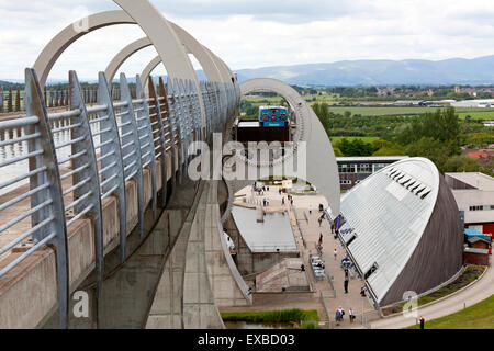 Touristenboot Reise auf das Falkirk Wheel, Falkirk, Stirling absteigend Stockfoto