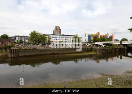 Bow sperrt und Lee Fluss, East London, England, UK. Stockfoto