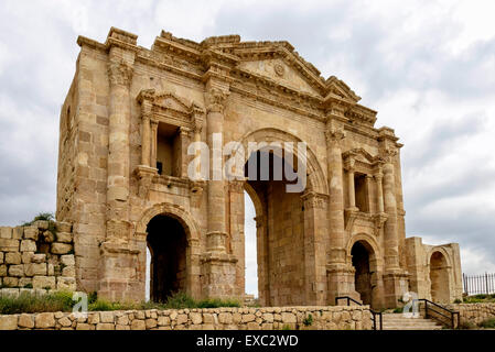 Der Bogen des Hadrian in Jeresh, Jordanien - Jerash ist der Standort der Ruinen von der griechisch-römischen Stadt Gerasa. Stockfoto