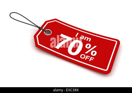 Ich bin 70 Prozent Rabatt Verkauf Tag, 3d render Stockfoto