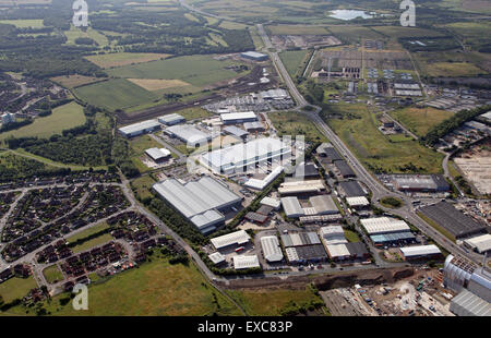 Luftaufnahme von einem Industriegebiet Cross grün, South East Leeds mit Blick auf die M1, UK Stockfoto