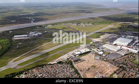 Luftaufnahme von Warton Flugplatz in der Nähe von Preston in Lancashire, UK Stockfoto