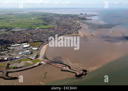 Luftbild von der Lancashire-Küste, Blick nach Süden vom Morecambe, UK Stockfoto