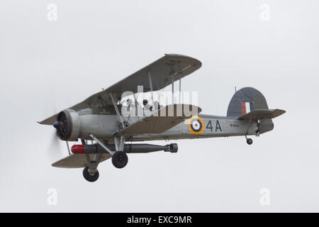 Yeovilton International Air Tag, Ilchester, Somerset, UK. 11. Juli 2015.   Die Royal Navy historischen Flug Swordfish Torpedobomber die flog mit dem Fleet Air ARm während der zweite Weltkrieg macht seinen ersten Auftritt in zehn Jahren bei Yeovilton International Air übermorgen gehen restauriert. Bildnachweis: David Billinge/Alamy Live-Nachrichten Stockfoto