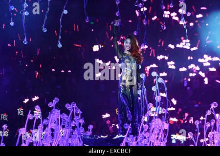 Peking, China. 11. Juli 2015. Sängerin Jolin Tsai führt während ihrer '2015 Play' World Tour Konzert in Peking, Hauptstadt von China, 11. Juli 2015. © Xinhua/Alamy Live-Nachrichten Stockfoto