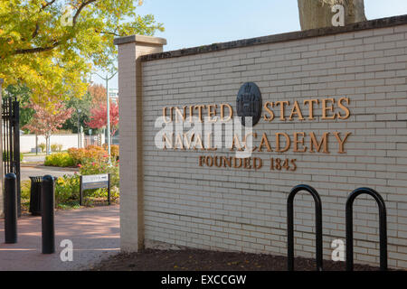 Einer der Eingänge in die US Naval Academy in Annapolis, Maryland. Stockfoto