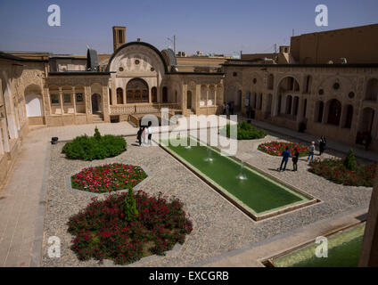 Innenhof des historischen Haus Tabatabei, Provinz Isfahan, Kaschan, Iran Stockfoto