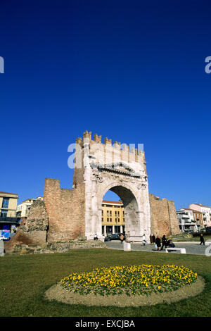 Italien, Emilia Romagna, Rimini, Augustus Arch Stockfoto