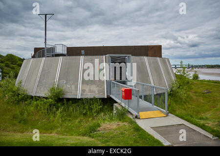 Runcorn ist eine Stadt und Fracht Industriehafen in Halton, Cheshire, UK.  Abgebildete Wigg Insel, auch bekannt als Wigg Inselgemeinschaft Stockfoto