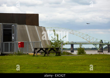 Runcorn ist eine Stadt und Fracht Industriehafen in Halton, Cheshire, UK.  Abgebildete Wigg Insel, auch bekannt als Wigg Inselgemeinschaft Stockfoto