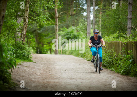 Runcorn ist eine Stadt und Fracht Industriehafen in Halton, Cheshire, UK.  Abgebildete Delamere Wald oder Delamere Forest Park ist ein lar Stockfoto