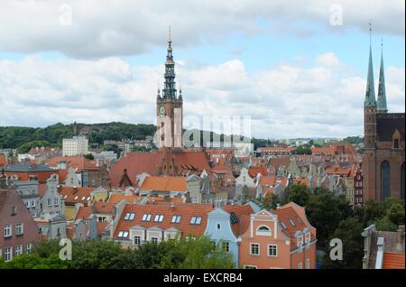 Danzig, Polen 11. Juli 2015 Gesamtansicht der Danziger Altstadt auch Main-Stadt genannt. Bilder aus der archäologischen Stockfoto