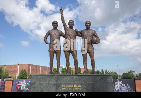 Die Manchester United Trinity.Three Legenden, große Spieler des Vereins. Stockfoto