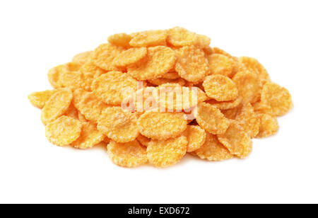 Haufen von Cornflakes isoliert auf weiss Stockfoto
