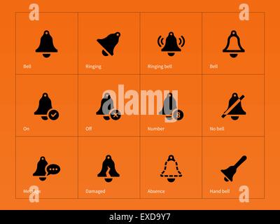 Bell-Symbole auf orangem Hintergrund. Stock Vektor