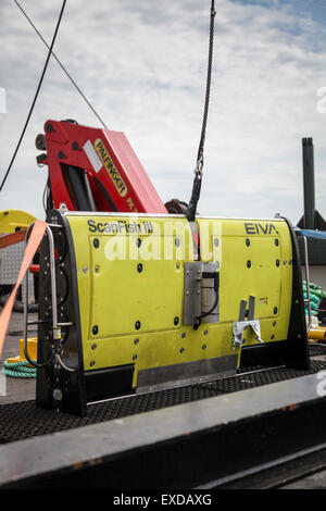 Eine EIVA Scanfish III ROTV Plattform mit ein C-Max Side Scan Sonar für eine Offshore-Umfrage in der Nordsee Stockfoto