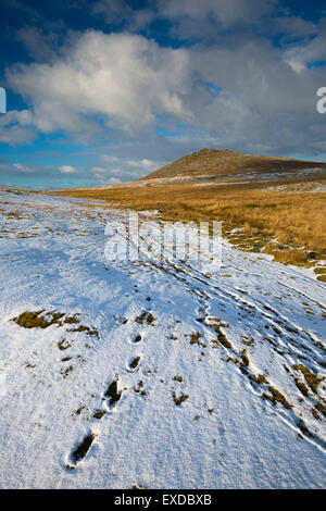 Roughtor; Im Schnee; Cornwall; UK Stockfoto