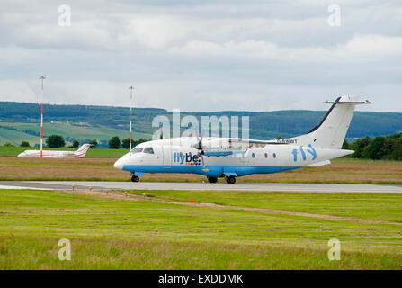 Dornier 328-100 34-Sitzer Kurzstrecke FlyBe Verkehrsflugzeug von Inverness Flughafen arbeiten.  SCO 9941. Stockfoto