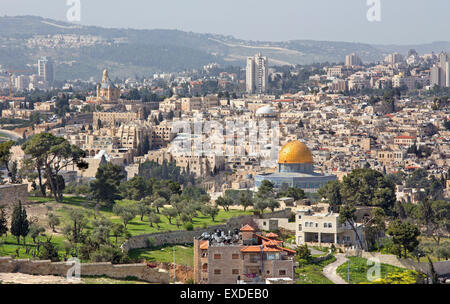 Jerusalem - Ausblick vom Ölberg in Altstadt Stockfoto