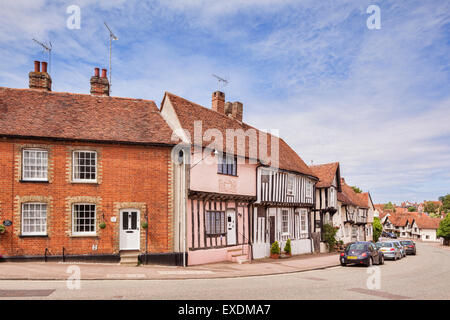 High Street in Lavenham, Englands besten erhaltenen mittelalterlichen Dorf, Suffolk, England. Stockfoto