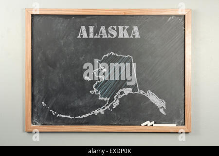 Beschriebenen Alaska US State an Grundschule Tafel Stockfoto