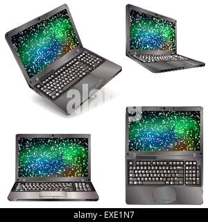 Foto-realistische Laptop isoliert auf weißem Hintergrund-Vektor-illustration Stock Vektor