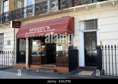 Speedy's Sandwich Bar and Cafe in Camden, kürzlich in der BBC-Serie Sherlock, London, England, Großbritannien Stockfoto