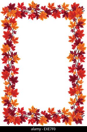 Herbstliche Ahornblätter Rahmen. Vektor-Illustration. Stock Vektor